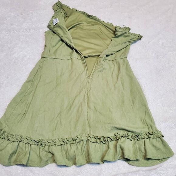 Blue Rain Green Ruffle Sleeveless One Shoulder Bohemian Romantic Fairy Dress L - Picture 5 of 9